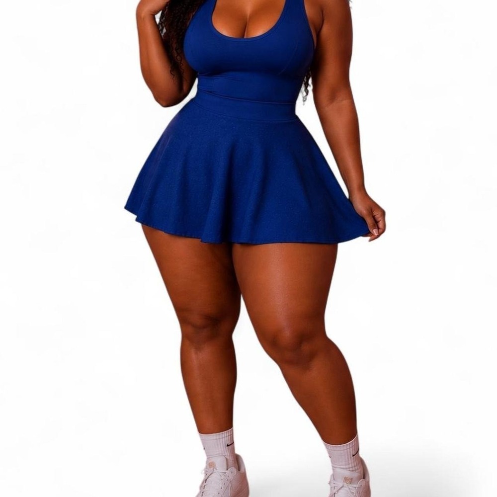 royal blue athletic tennis dress with built-in shorts Size XL